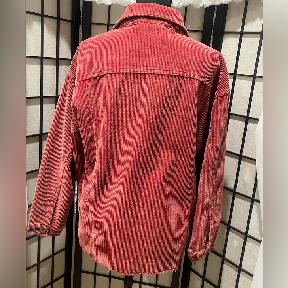 Easel Los Angeles RAW HEM BUTTON UP CORDUROY WOMENS BARN JACKET SIZE S - Picture 6 of 10